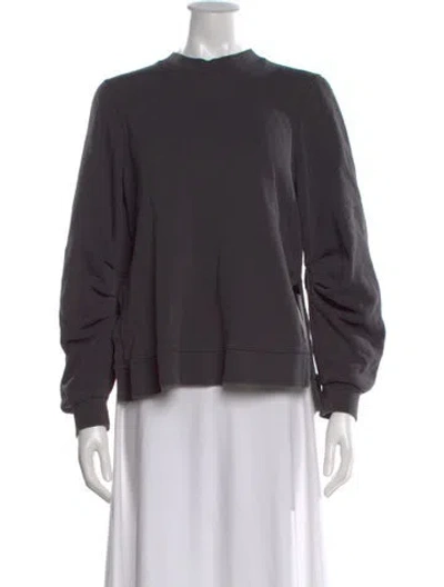Pre-owned Ganni Mock Neck Long Sleeve Sweatshirt In Gray