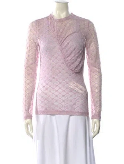 Pre-owned Ganni Mock Neck Long Sleeve Sweatshirt In Pink
