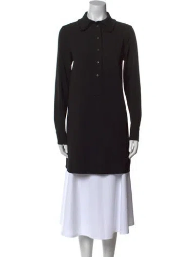 Pre-owned Ganni Mock Neck Long Sleeve Tunic In Black