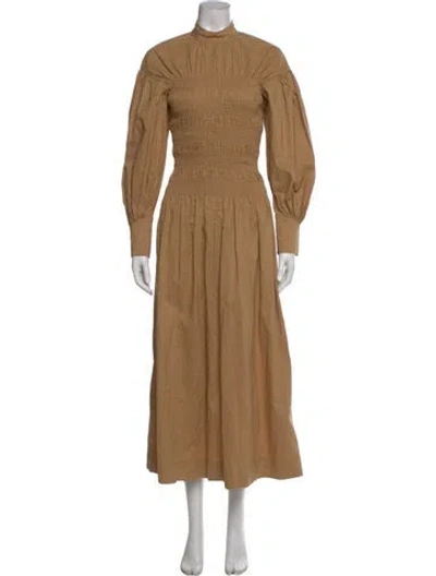 Pre-owned Ganni Mock Neck Midi Length Dress In Neutral