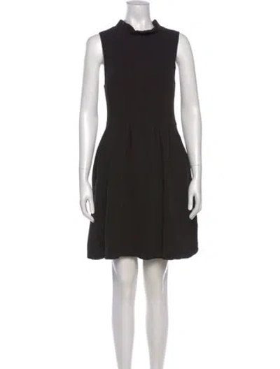 Pre-owned Ganni Mock Neck Mini Dress In Black