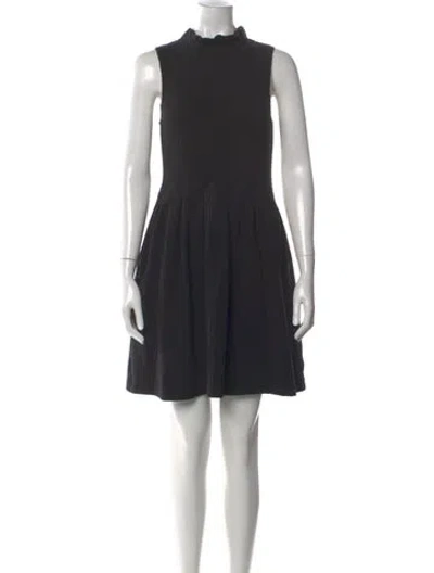 Pre-owned Ganni Mock Neck Mini Dress In Black