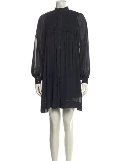 Pre-owned Ganni Mock Neck Mini Dress In Gray