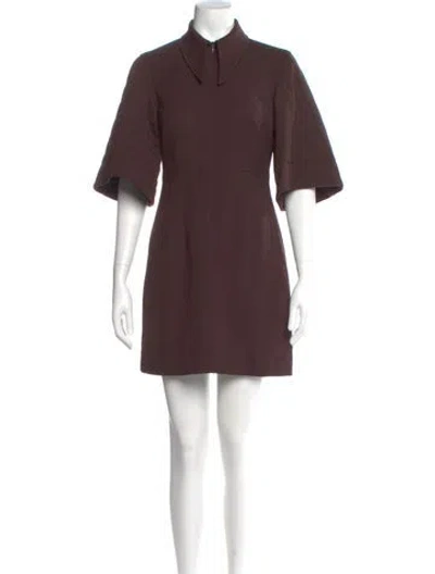 Pre-owned Ganni Mock Neck Mini Dress W/ Tags In Brown