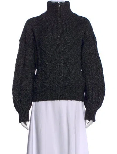 Pre-owned Ganni Mock Neck Sweater In Black