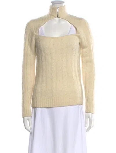 Pre-owned Ganni Mock Neck Sweater In Neutral