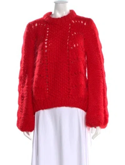 Pre-owned Ganni Mock Neck Sweater In Red