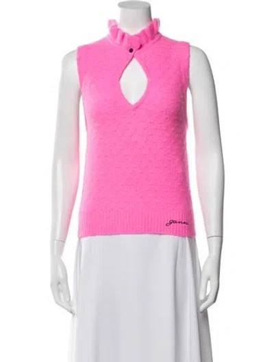Pre-owned Ganni Mock Neck Sweater W/ Tags In Pink