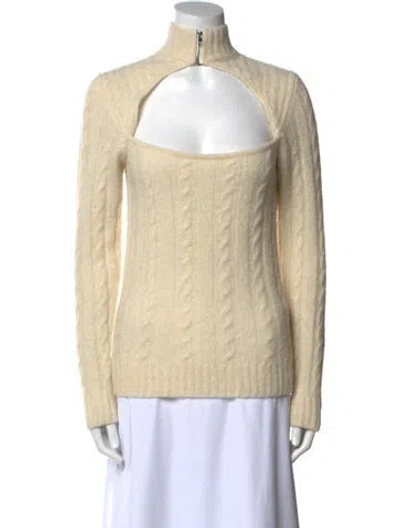 Pre-owned Ganni Mock Neck Sweater In White