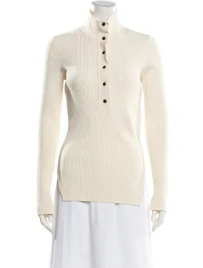 Pre-owned Ganni Mock Neck Sweater In White