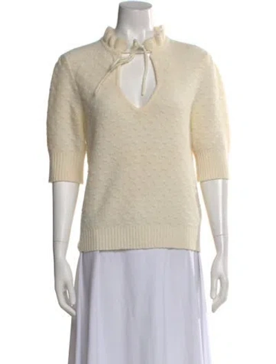 Pre-owned Ganni Mock Neck Sweater In Yellow