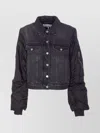 Ganni Modern Denim Jacket Contrast Sleeves In Black