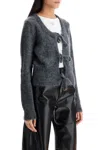 Ganni Gray Light Mohair Tie String Cardigan In Grey
