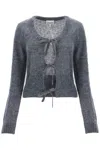GANNI MOHAIR CARDIGAN WITH BOW ACCENTS
