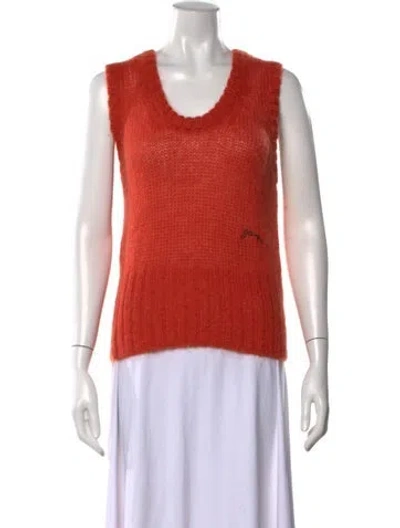 Pre-owned Ganni Mohair Crew Neck Sweater In Orange