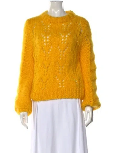 Pre-owned Ganni Mohair Crew Neck Sweater In Yellow