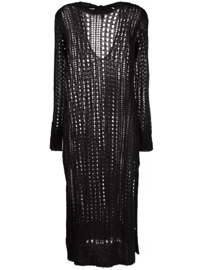 Ganni Mohair Lace Dress Clothing In Blue