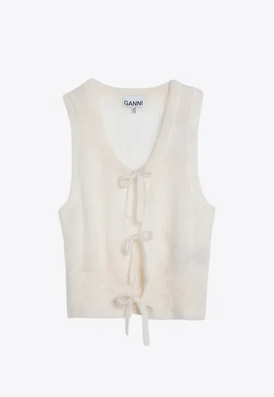 GANNI MOHAIR LACE-UP KNITTED VEST
