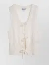 Ganni Mohair Lace Up Sleeveless Vest In White