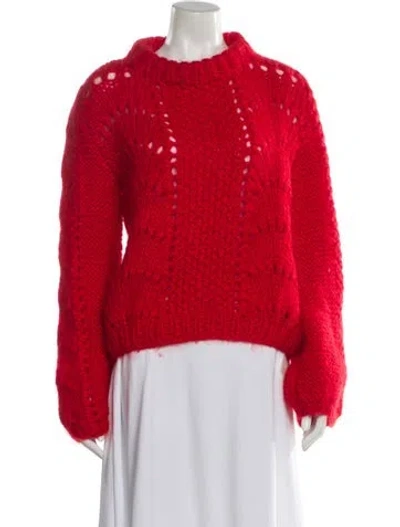 Pre-owned Ganni Mohair Mock Neck Sweater In Red