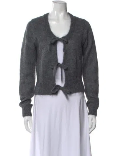 Pre-owned Ganni Mohair Open Front Sweater In Gray