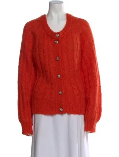 Pre-owned Ganni Mohair Patterned Sweater In Orange