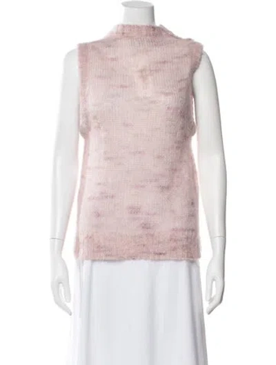Pre-owned Ganni Mohair Patterned Sweater In Pink