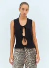 Ganni Black Tie String Vest In Black