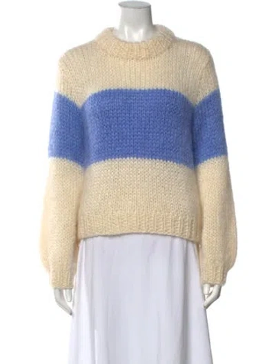 Pre-owned Ganni Mohair Striped Sweater In Neutrals