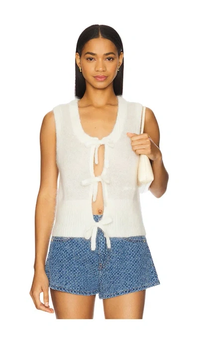 Ganni Mohair Tie String Vest In 鹭白