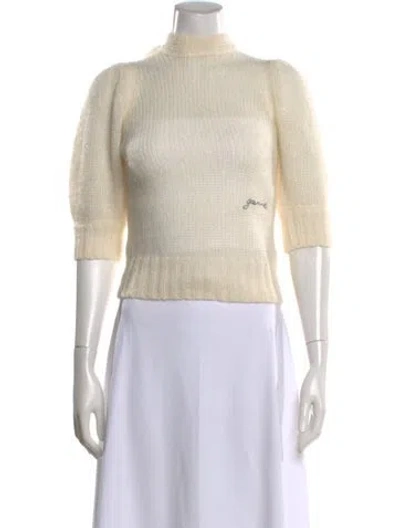 Pre-owned Ganni Mohair Turtleneck Sweater In Neutral