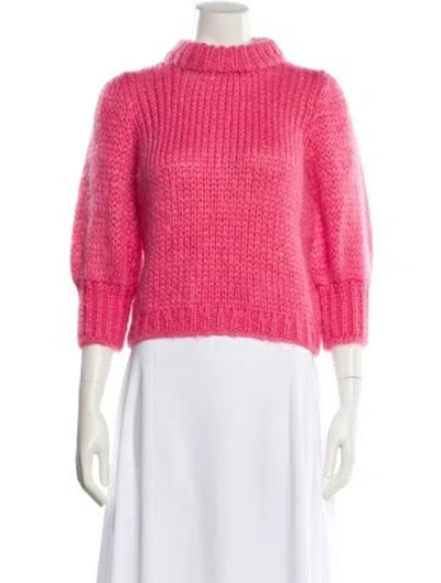 Pre-owned Ganni Mohair Turtleneck Sweater In Pink