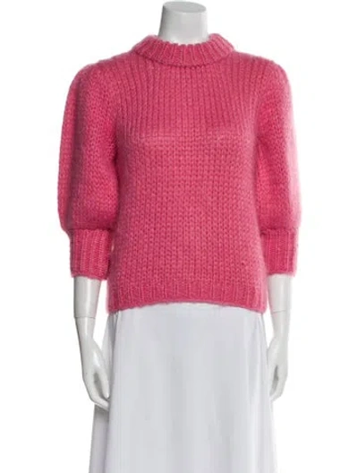 Pre-owned Ganni Mohair Turtleneck Sweater In Pink