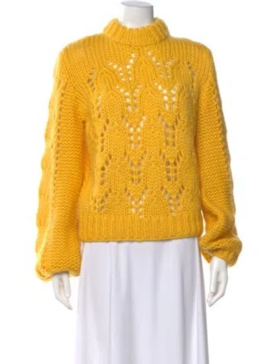 Pre-owned Ganni Mohair Turtleneck Sweater In Yellow
