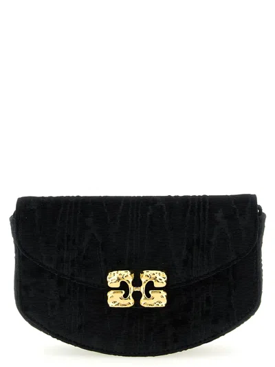 Ganni Moiré Velvet Wallet In Black