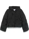 Ganni Down Jacket With Embroidered Monogram In Schwarz