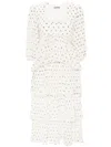 Ganni Monogram-print Pleated Midi Dress In Nude
