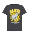 Ganni Short Sleeve Relaxed Cat T-shirt In Black