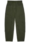 Ganni Mouline Cotton-blend Trousers In Green