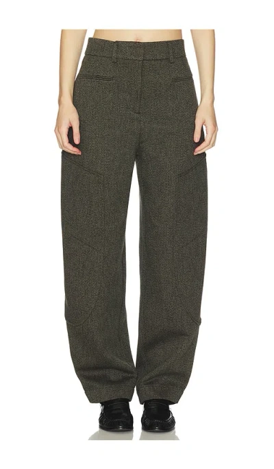 Ganni Mouline Suiting Curved Pant In Green
