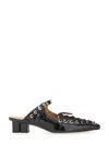 Ganni Laced Block Heel Mules With Eyelet Detailing