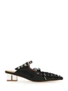 Ganni Womens Black Eyelets Lace-up Faux-leather Mules Eur 39 / 6 Uk In Black