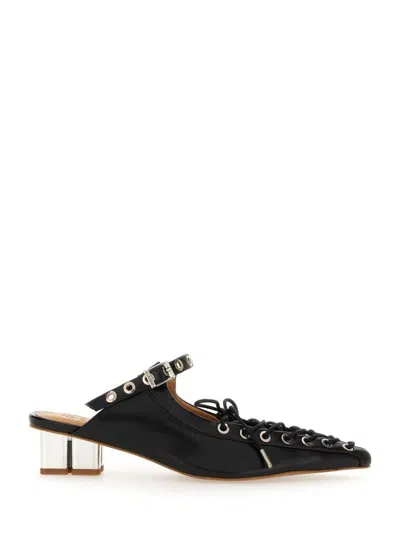 Ganni Lacing And Eyelets Heeled Mules Women In Black
