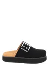 Ganni Feminine Buckle Felted Slides