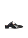 Ganni Laced Block Heel Mules With Eyelet Detailing