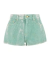Ganni High-waisted Denim Shorts Featuring Tie-dye Effect In Green