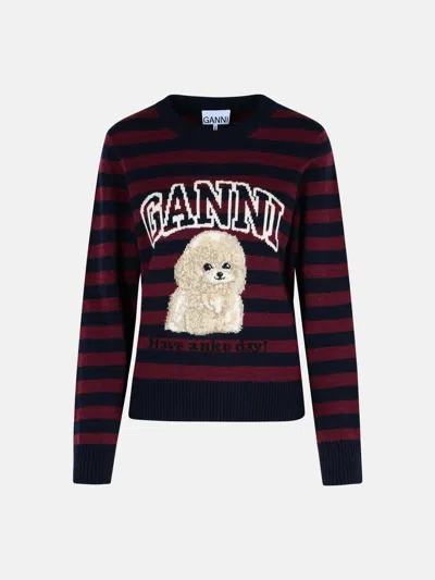 Ganni Multi Wool Blend Poodle Graphic Sweater