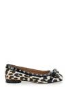 Ganni Multicolor Ballet Flats With Eyelets And All-over Leopard Print In Satin Woman In Multicolor