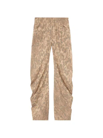 Ganni Stretch Cotton Pocket Cargo Pants Printed In Brown