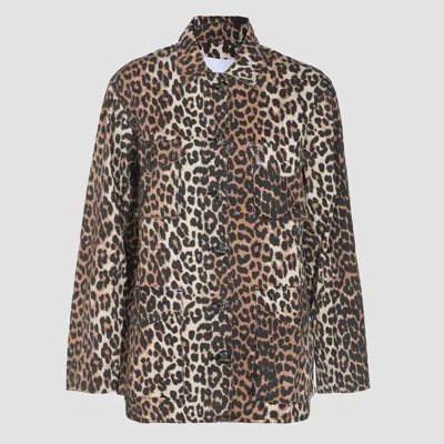 Ganni Multicolor Casual Jacket In Beige